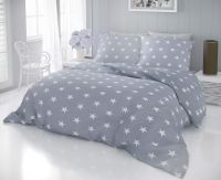 Kvalitné bavlnené obliečky s motívom bielych hviezd na šedom podklade DELUX STARS šede | 1x 140/200, 1x 90/70
