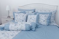Krepové posteľné prádlo so vzorom průžku a růža modré farby | 1x 140/200, 1x 90/70