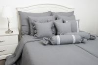 Krepové posteľné prádlo jednofarebné šedé | 1x 140/200, 1x 90/70, metráž vzor