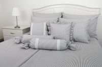Krepové posteľné prádlo so vzorom průžku šedé  farby | 1x 140/200, 1x 90/70