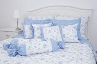 Flanelové posteľné prádlo s romanticky drobnym vzorom kvietku a růža modré farby | 1x 140/200, 1x 90/70