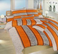 Bavlnené obliečky oražnovej farby so šedou Safari oranžové | 1x 140/200, 1x 90/70