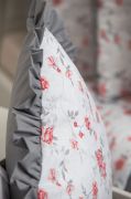 Krepové posteľné prádlo so vzorom růža červené farby a šedé farby