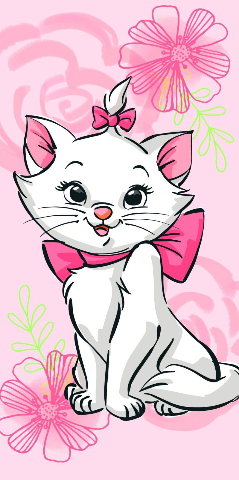 Detská bavlnená osuška Marie Cat "Pink flower" Jerry Fabrics