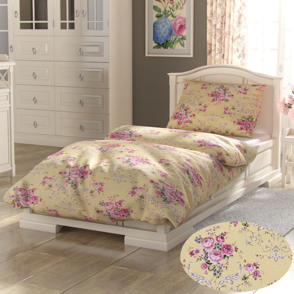 Kvalitné posteľné bavlnené obliečky s motívom ruží. Kvalitex