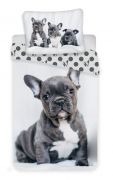 Bavlnené obliečky šedý pes  - Bulldog | 1x 140/200, 1x 90/70