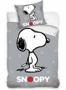 Detské bavlnené obliečky v šedej farbe Snoopy | Povlečení Snoopy Grey 140x200, 70x90 cm