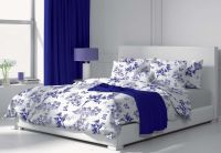 Bavlnené obliečky modro-biele s kvetinovým vzorom | 1x 140/200, 1x 90/70