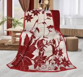 Hrejivá deka vzorovaná s motívom červených kvetov na béžovom | 150/200