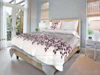 Bavlnené posteľné prádlo biele s vínovými kvetmi | 1x 140/200, 1x 90/70, 1x 90/70