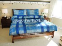 Bavlnené posteľné obliečky v modrej farbe, vzor lúčná tráva | 1x 220/200, 2x 90/70