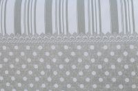 Obliečky vidieckeho štýlu šedej farby s motívom bodiek a po stranách prúžky český výrobce