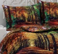Bavlnené obliečky s motívom lesa v jesenných farbách v digitálnej tlači Matějovský