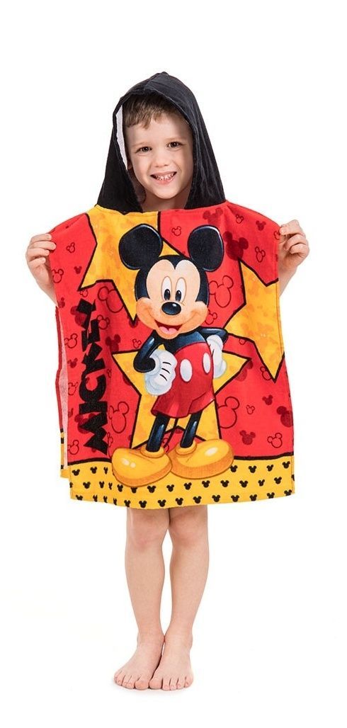 Pončo pre chlapcov Mickey star na červenom podklade Jerry Fabrics