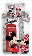 Bavlnené obliečky Minnie a Mickey Mouse v Londýne s telefónnou búdkou | 1x 140/200, 1x 90/70